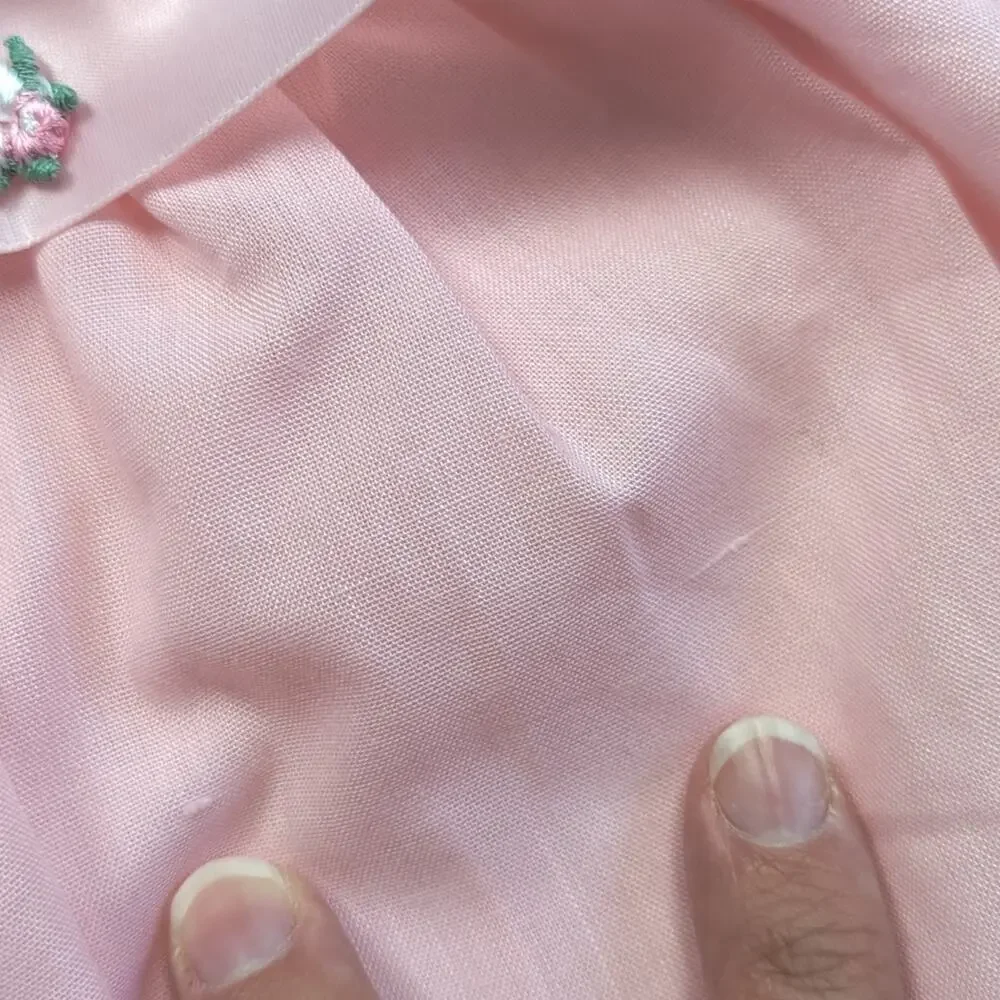Vintage Blouse Girls Size 8-9 Pink Rosette Short Sleeve